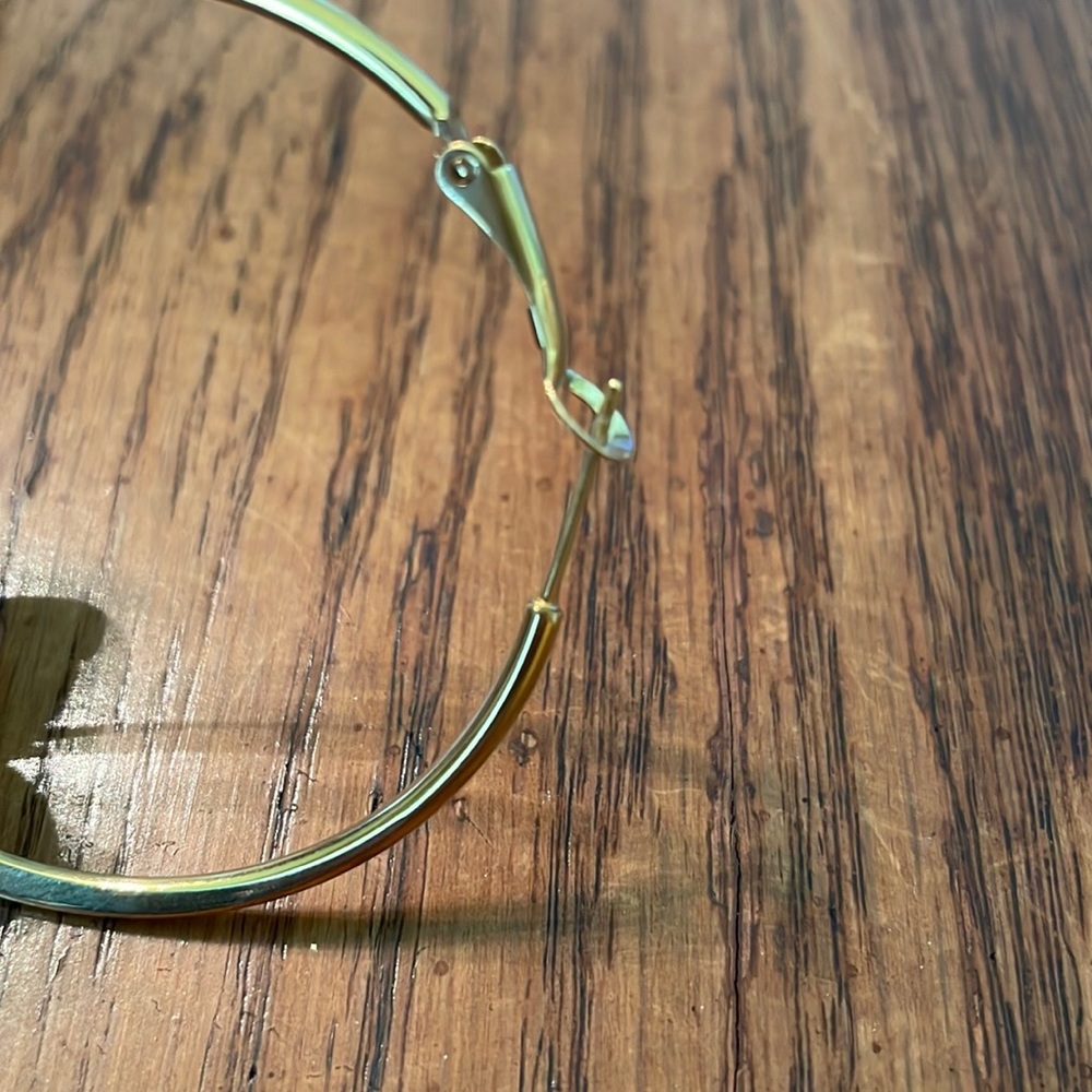 Gold Hoop Earrings, 2” - Picture 2 of 3